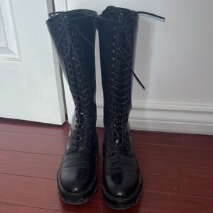 Black Lace-Up Combat Boots